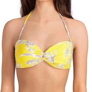 Gianni Bini Yellow Bandeau Bikini Top Primary Paradise Knot - Removable Straps